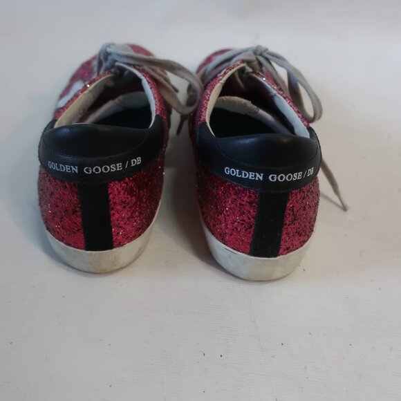 Womens GGDB Golden Goose Magenta Superstar Glitter Trainer Sneakers 38 US/8 - Picture 4 of 14